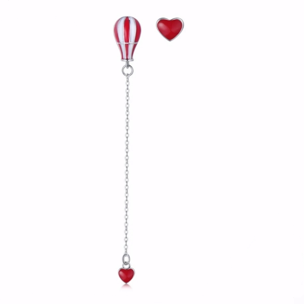 925 Sterling Silver Heart Air Balloon Asymmetrical